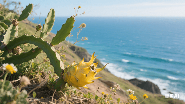 Yellow dragon fruit growing in ideal climate conditions